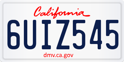 CA license plate 6UIZ545