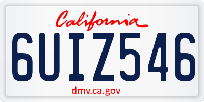 CA license plate 6UIZ546