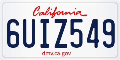 CA license plate 6UIZ549