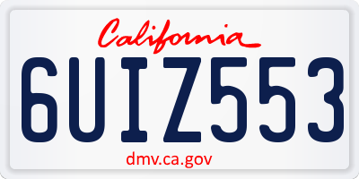 CA license plate 6UIZ553