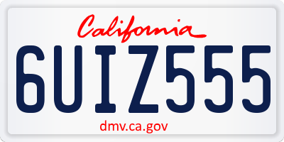 CA license plate 6UIZ555