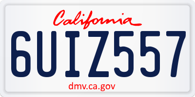 CA license plate 6UIZ557