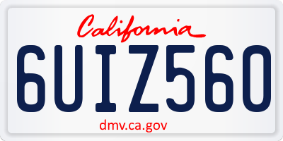 CA license plate 6UIZ560