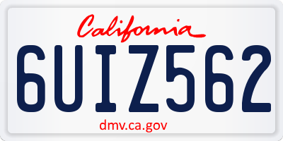 CA license plate 6UIZ562