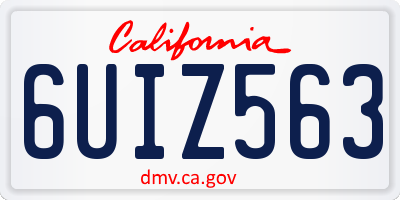 CA license plate 6UIZ563