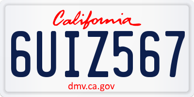 CA license plate 6UIZ567
