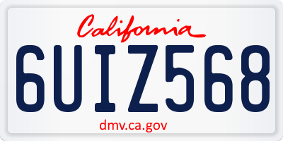 CA license plate 6UIZ568