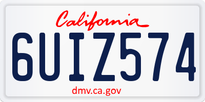CA license plate 6UIZ574
