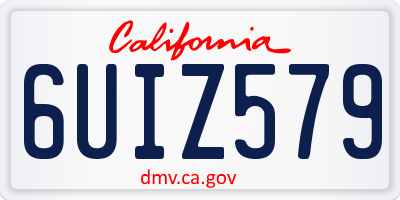 CA license plate 6UIZ579