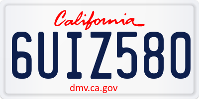 CA license plate 6UIZ580