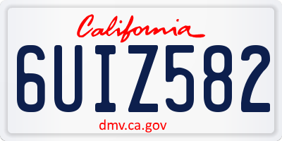 CA license plate 6UIZ582