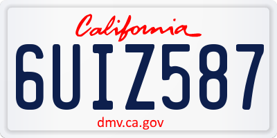 CA license plate 6UIZ587
