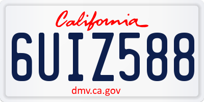 CA license plate 6UIZ588