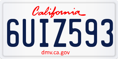 CA license plate 6UIZ593