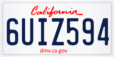 CA license plate 6UIZ594
