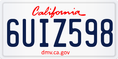 CA license plate 6UIZ598
