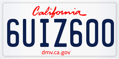 CA license plate 6UIZ600
