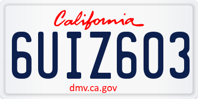 CA license plate 6UIZ603