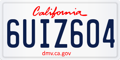 CA license plate 6UIZ604