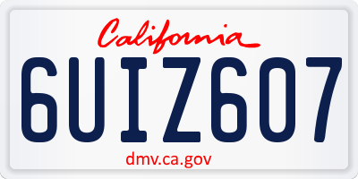 CA license plate 6UIZ607