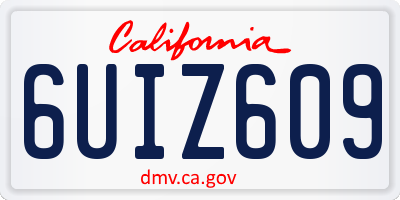 CA license plate 6UIZ609