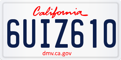 CA license plate 6UIZ610