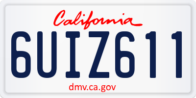 CA license plate 6UIZ611