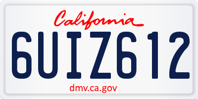 CA license plate 6UIZ612