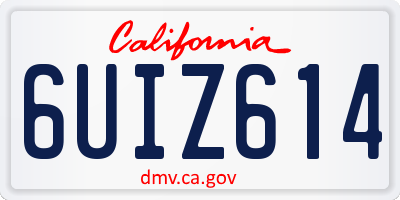 CA license plate 6UIZ614