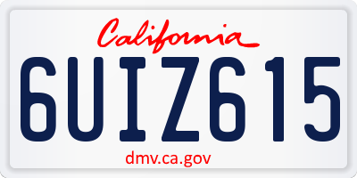 CA license plate 6UIZ615