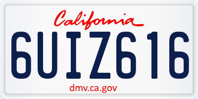 CA license plate 6UIZ616