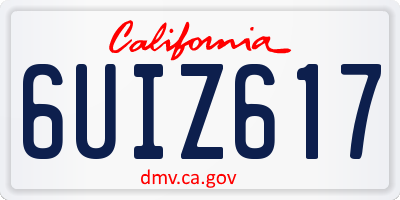 CA license plate 6UIZ617