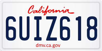 CA license plate 6UIZ618