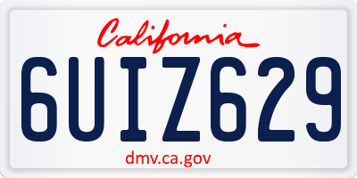 CA license plate 6UIZ629