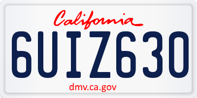 CA license plate 6UIZ630