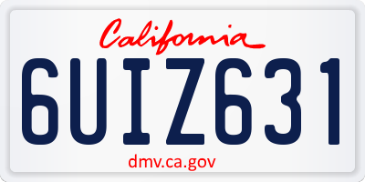 CA license plate 6UIZ631