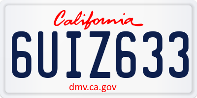 CA license plate 6UIZ633