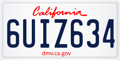CA license plate 6UIZ634