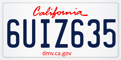 CA license plate 6UIZ635