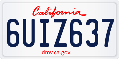 CA license plate 6UIZ637