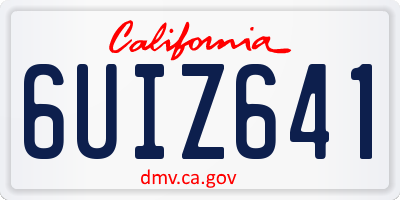 CA license plate 6UIZ641