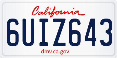 CA license plate 6UIZ643