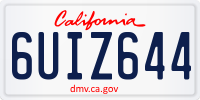 CA license plate 6UIZ644