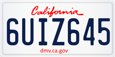 CA license plate 6UIZ645