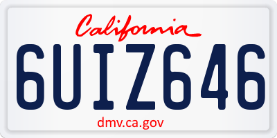 CA license plate 6UIZ646