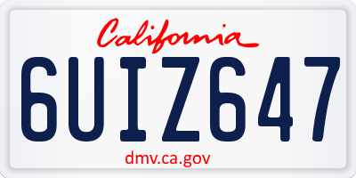 CA license plate 6UIZ647