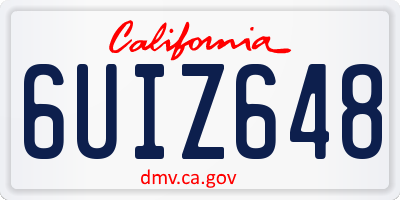 CA license plate 6UIZ648
