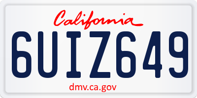 CA license plate 6UIZ649