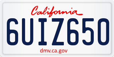 CA license plate 6UIZ650