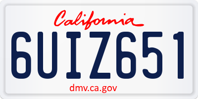 CA license plate 6UIZ651